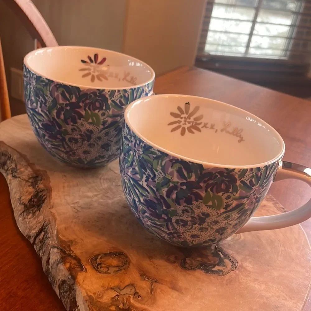 Lily Pulitzer Blue Floral Mug Set